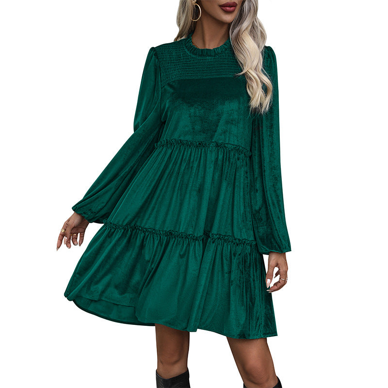 Dark Green Velvet Midi Dress