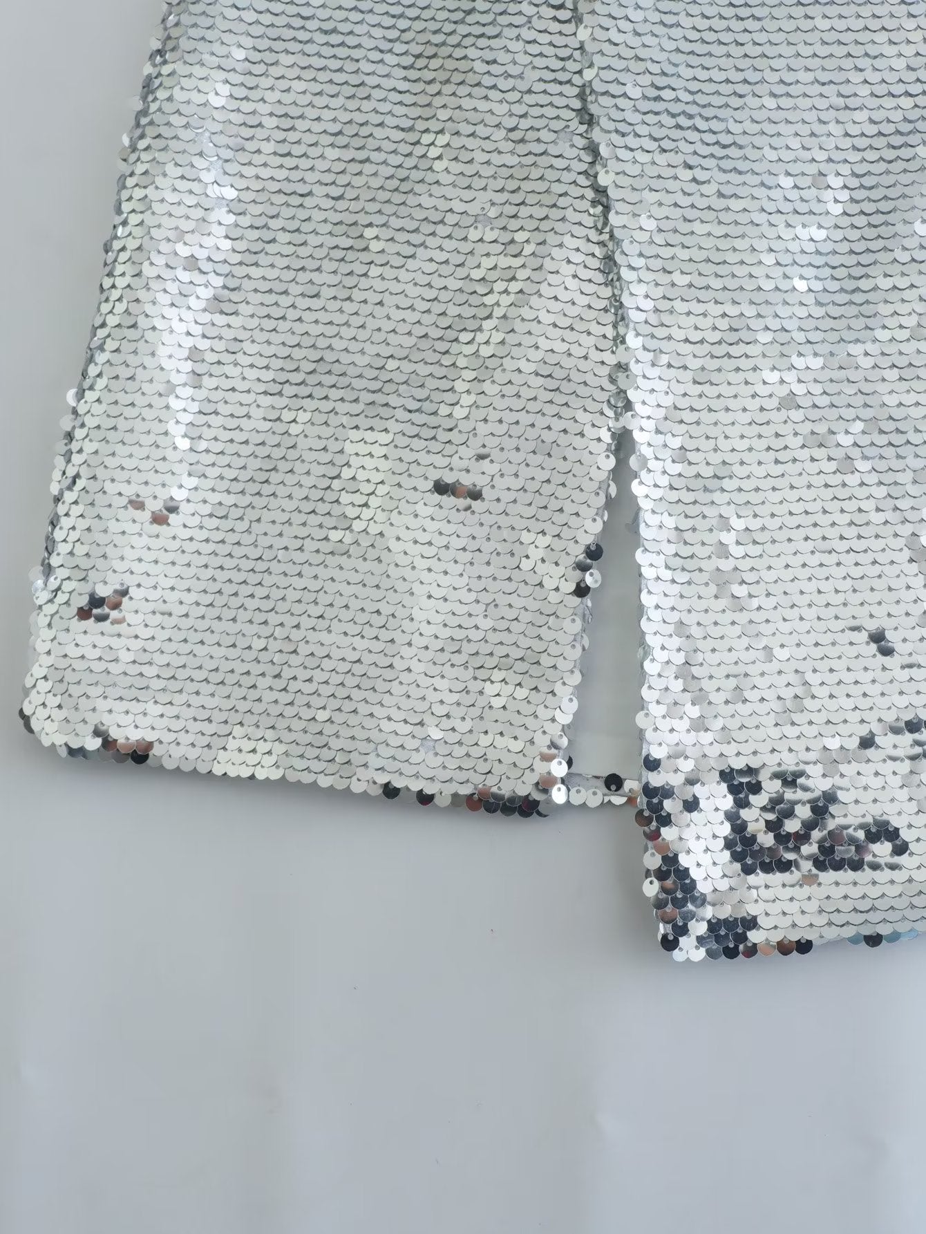 Silver Sequined Split Skirt