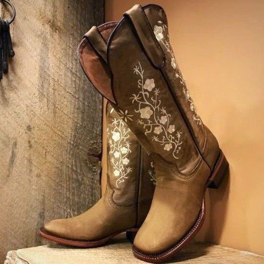 Flower Stitched Boots