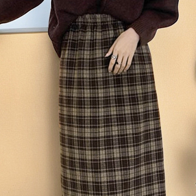 Plaid Fleece-lined Skirt