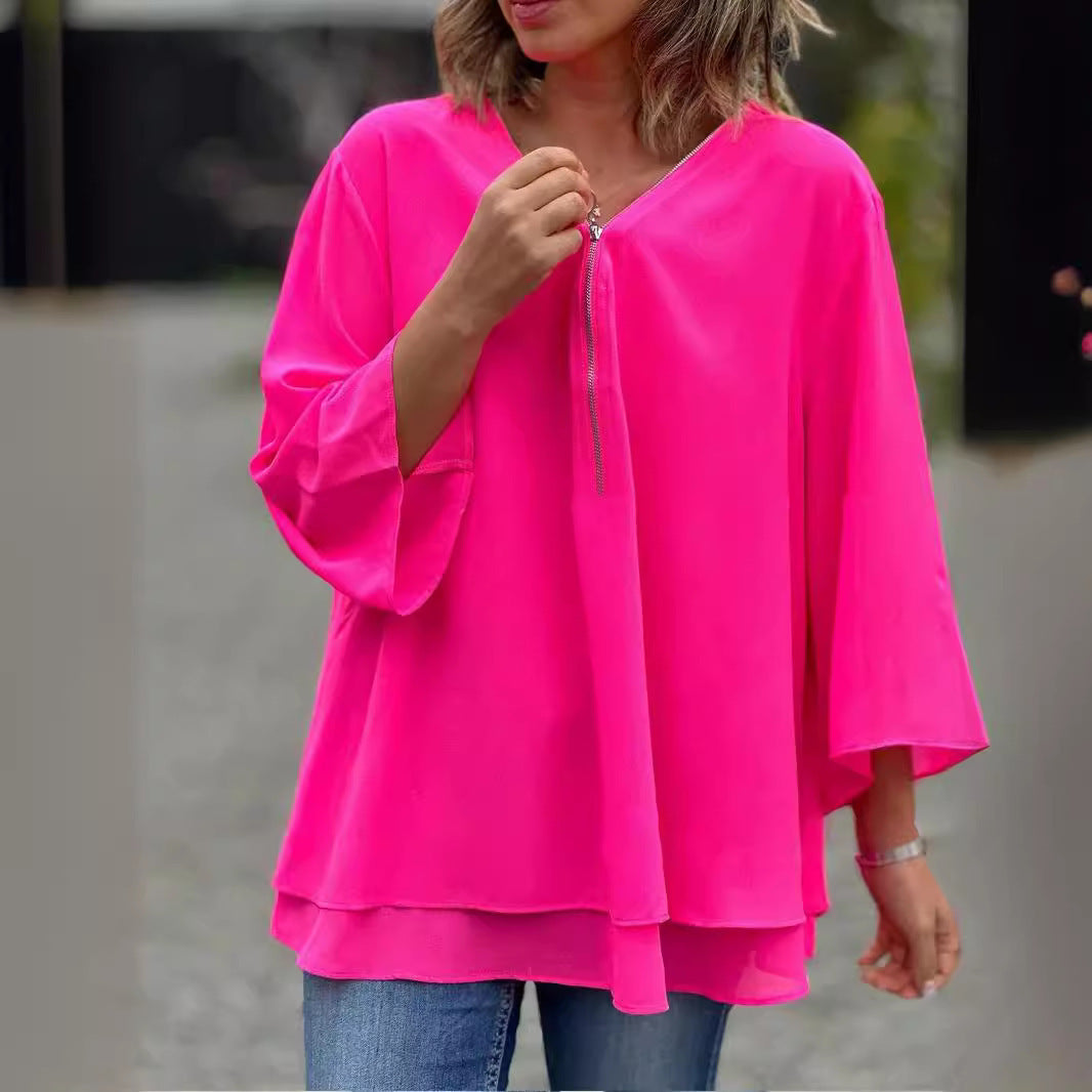 V-neck 34 Chiffon Top