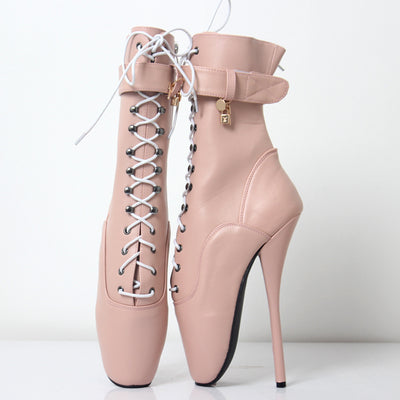 Ballet Stiletto Lace-up Ankle Boots