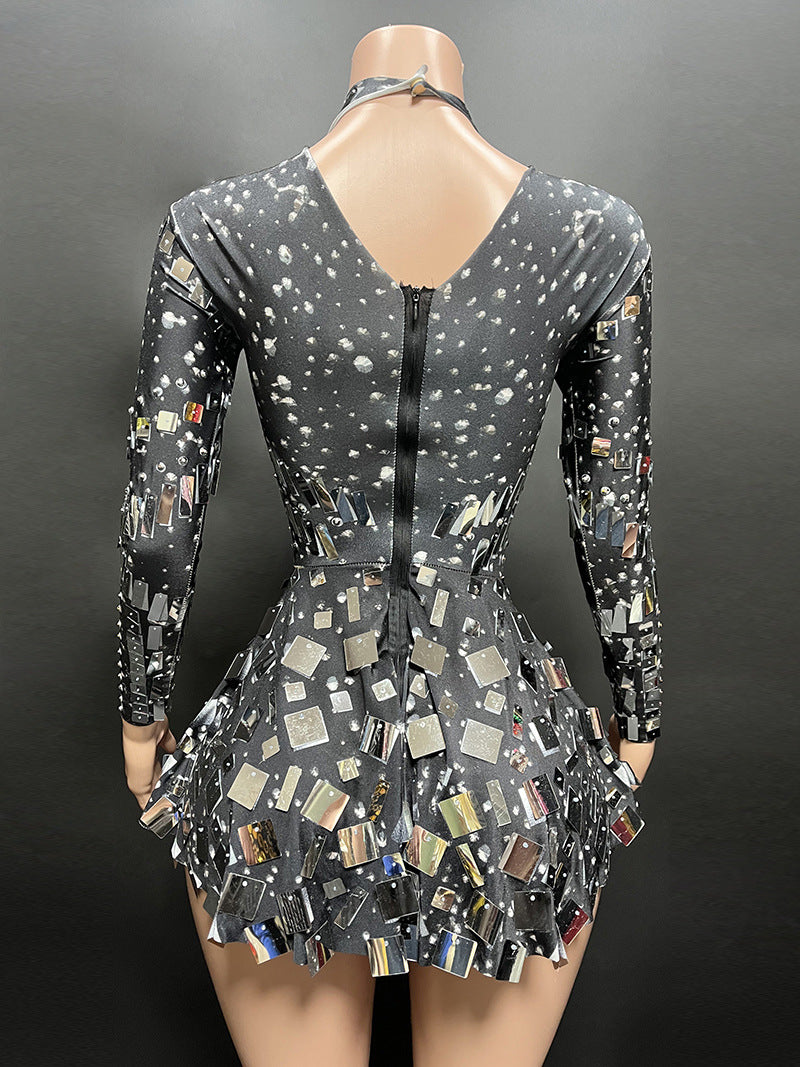 Shiny Sequined Diamond Mini Dress