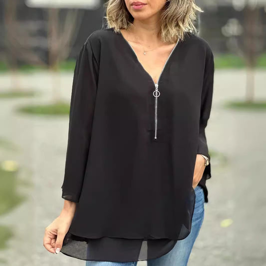 V-neck 34 Chiffon Top