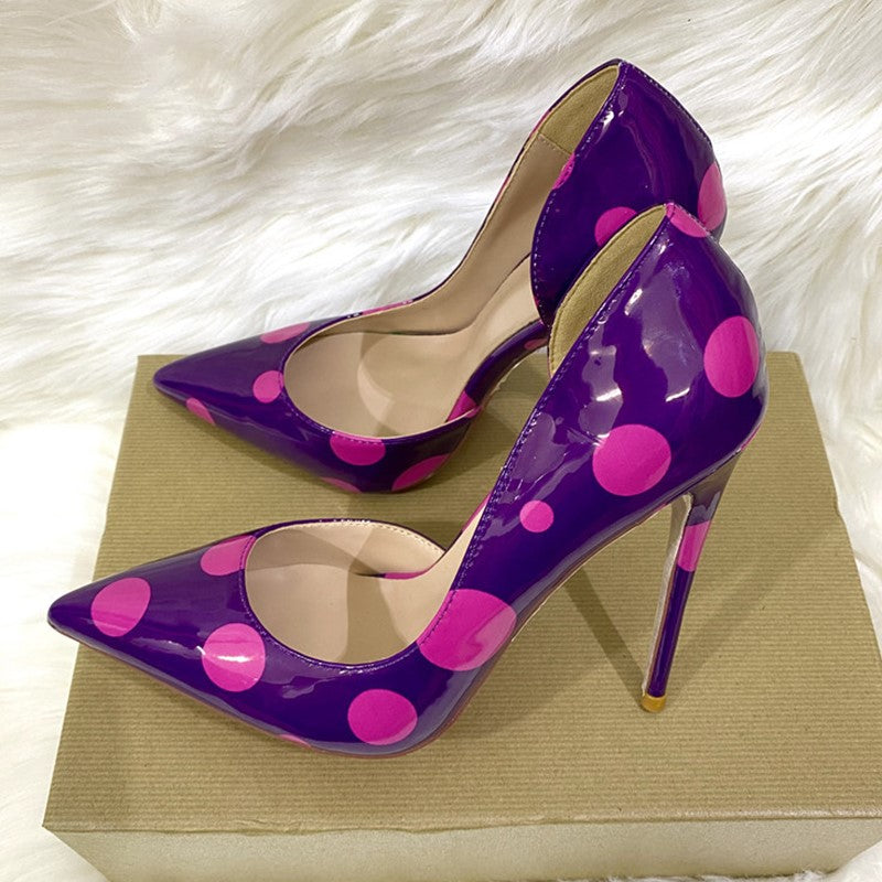 Polka Dot Side Hollow High Heels