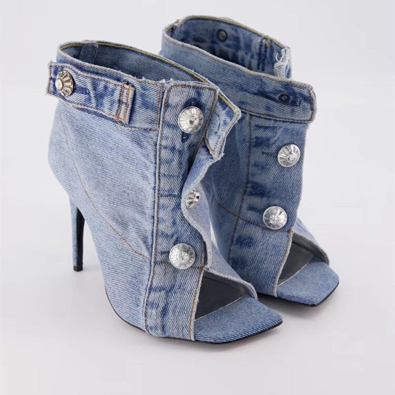 Short Denim Fabric Boots