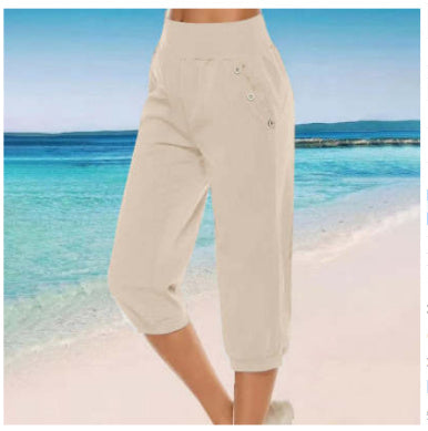 Elastic Waist Cropped Pants