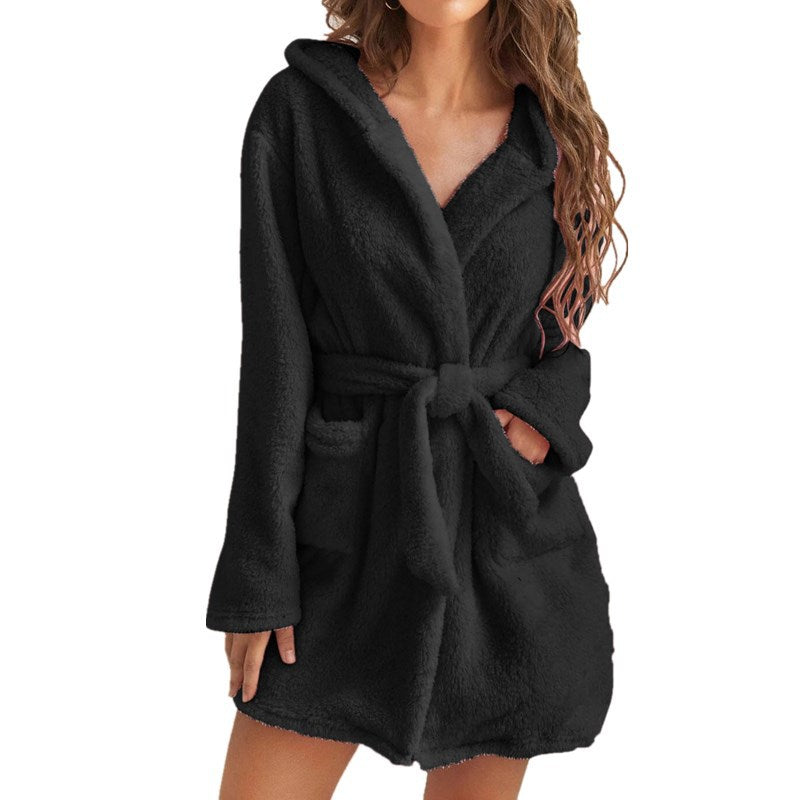 Plush Solid Color Bathrobe