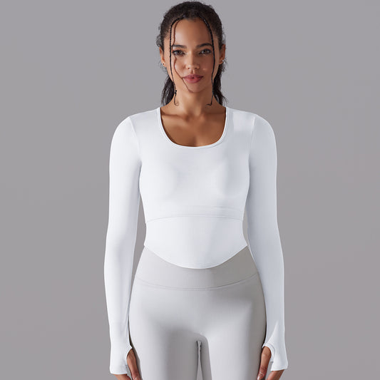 Knitted Split Thread Long-sleeved Work Out Top