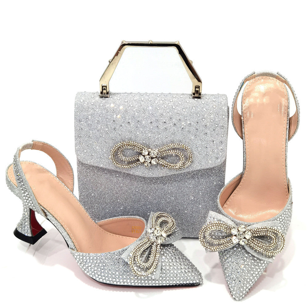 Casual Party High Heels With Tote Bag