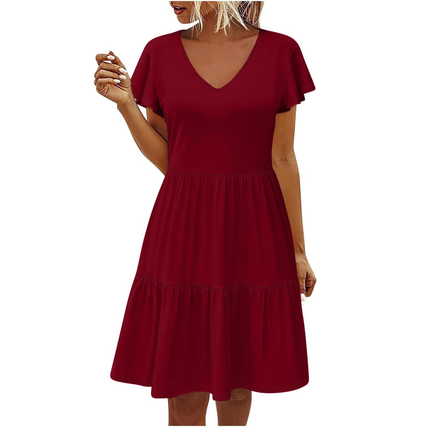 Flying Sleeves Layered Short Sleeve Dress