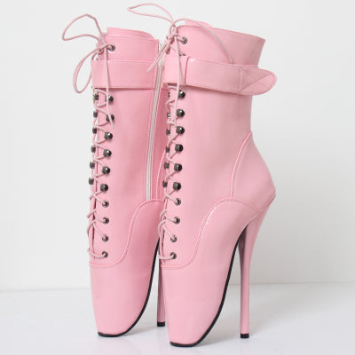 Ballet Stiletto Lace-up Ankle Boots