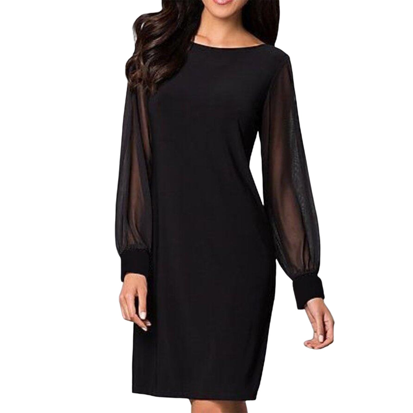 Black Mesh Chiffon Dress