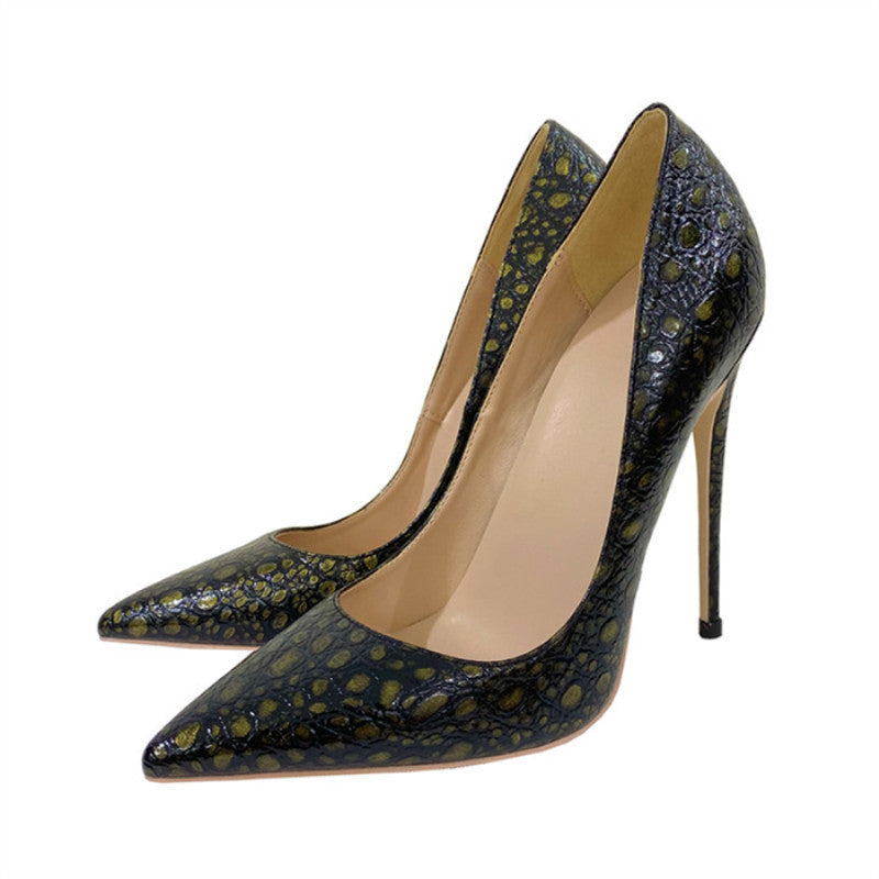 Vintage Snakeskin Pattern High Heels