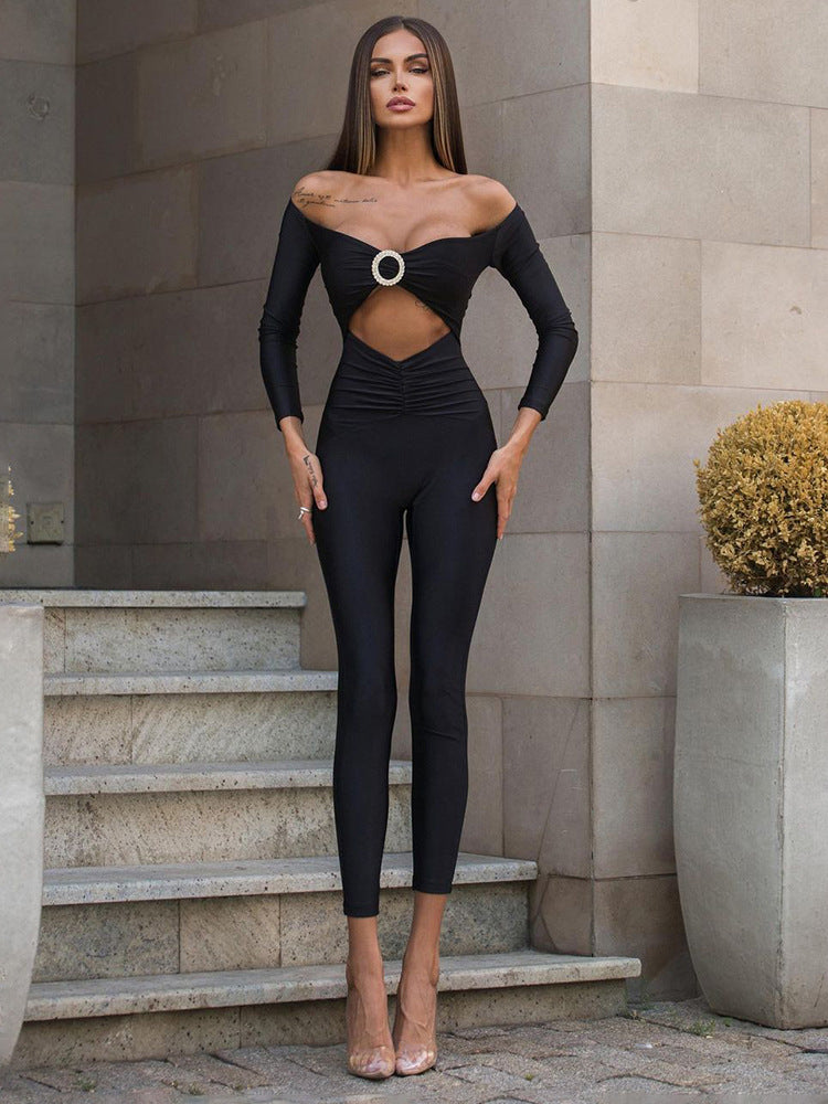 Off-shoulder Hollow Jumpsuit