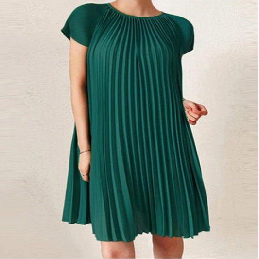 Short Sleeve Loose Accordion Dress