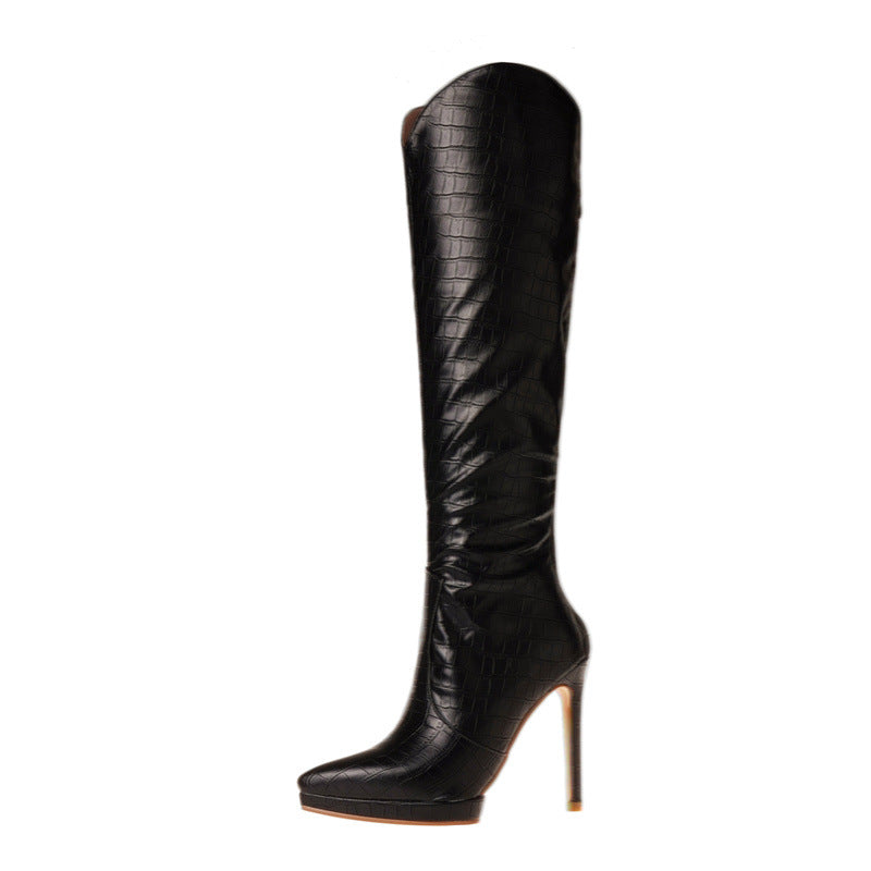 Pointed-toe Stiletto High Leg Boot