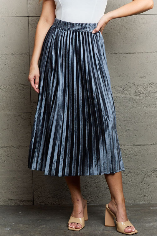 Accordion Flowy Midi Skirt