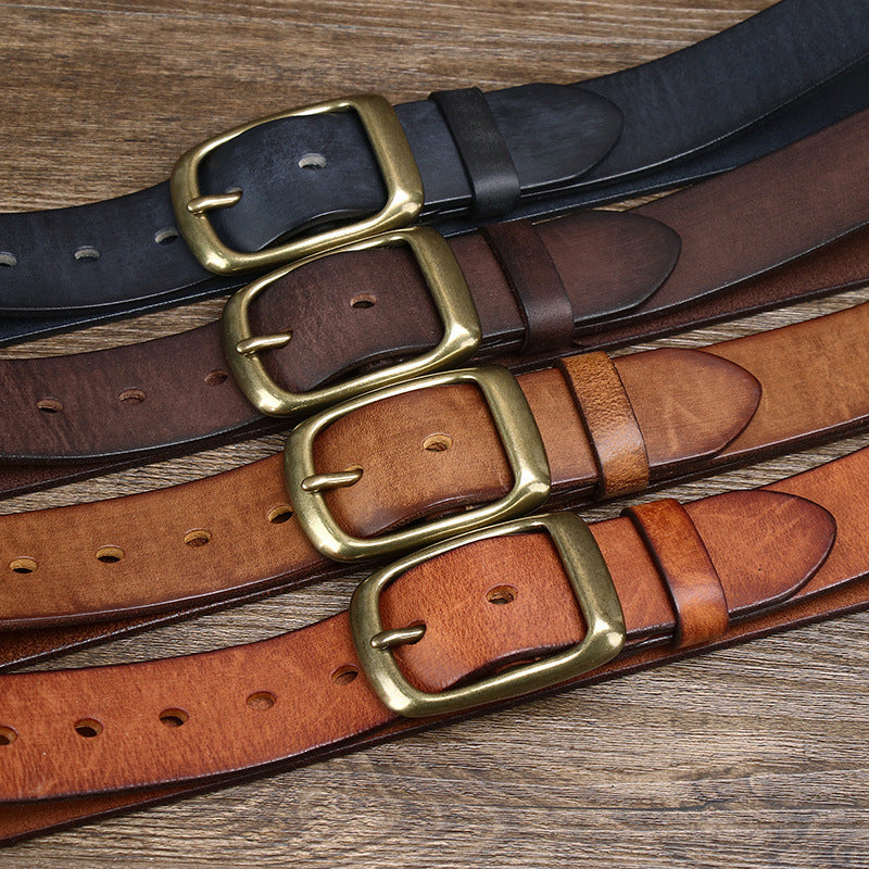 First Layer Pure Cattlehide Pin Buckle Belt