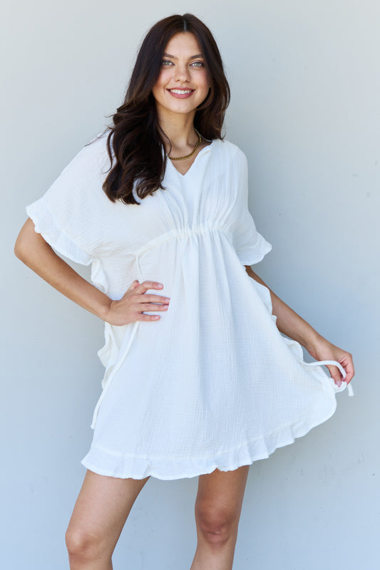 White Ruffle Hem Dress