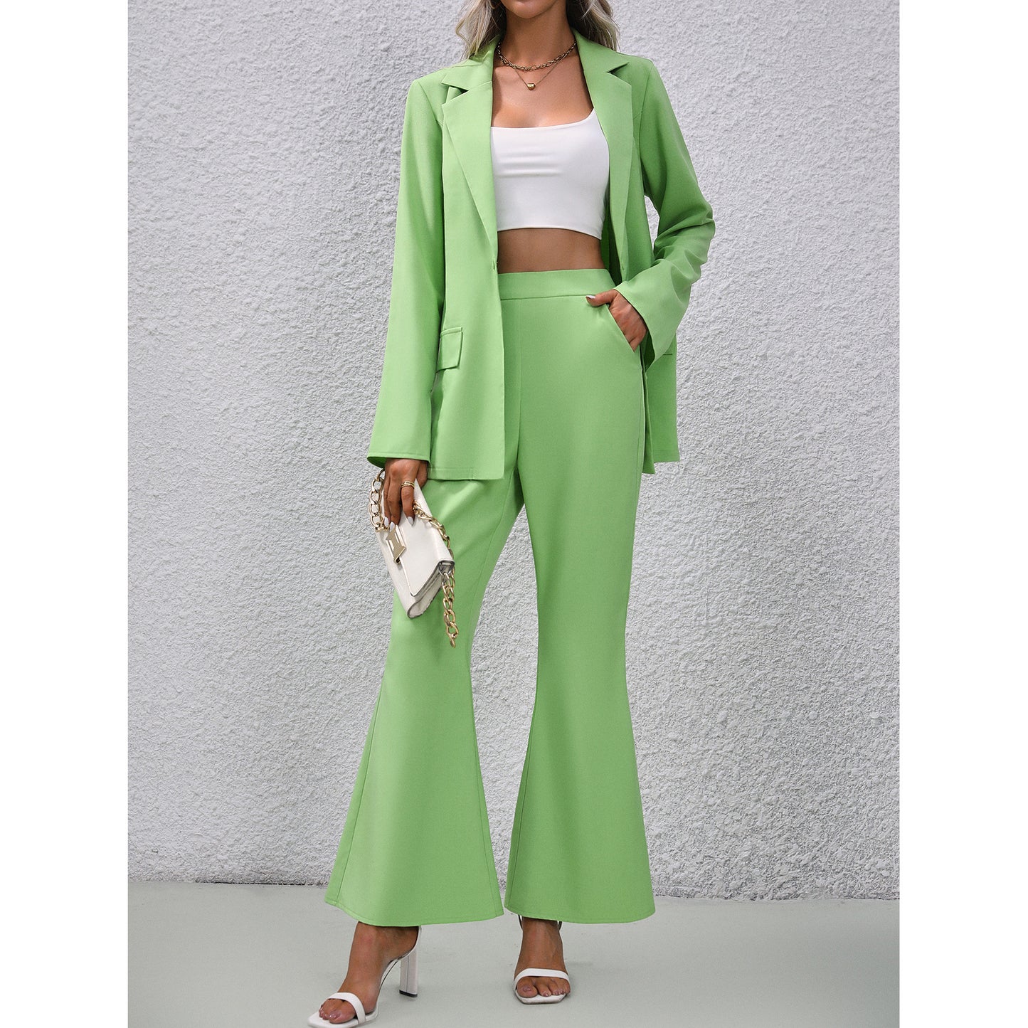 Bell-bottom Green Apple Pants Suit