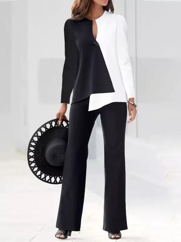 Color Matching Loose Trousers Two-piece Suit