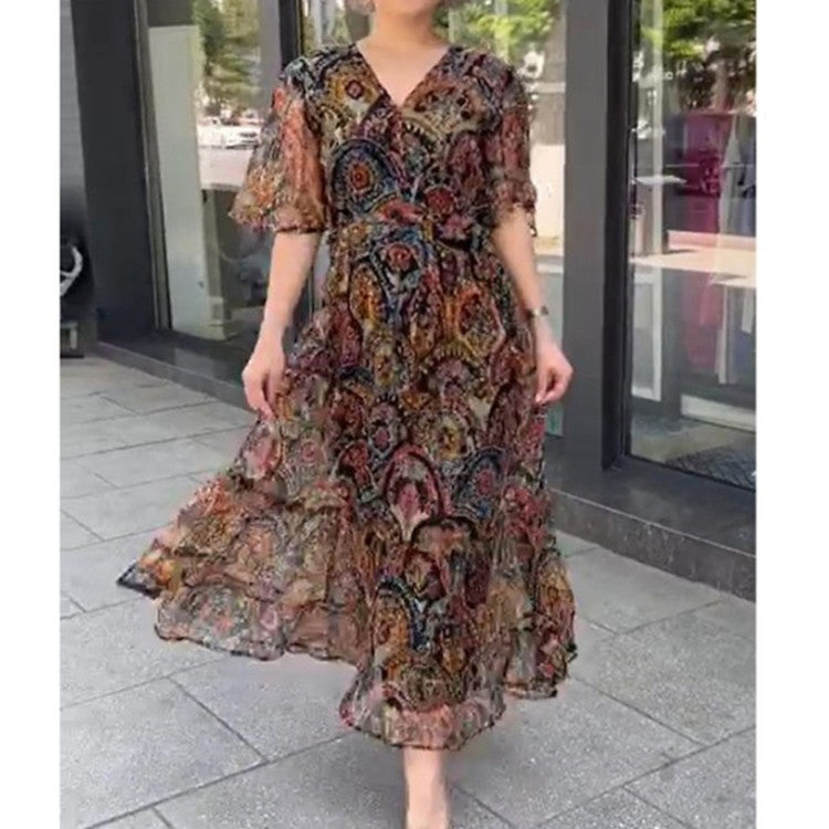 Casual Floral Chiffon Dress