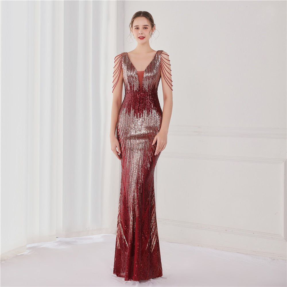 Elegant Sequins Fishtail Formal Dress