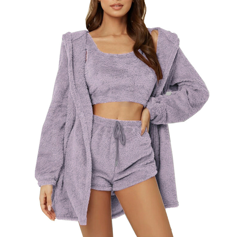 Thickened Hooded Three-piece Set