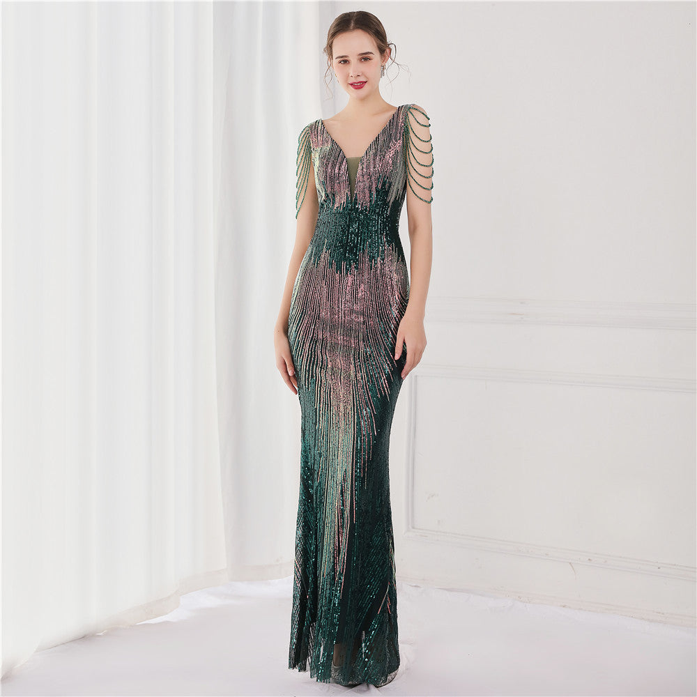 Elegant Sequins Fishtail Formal Dress