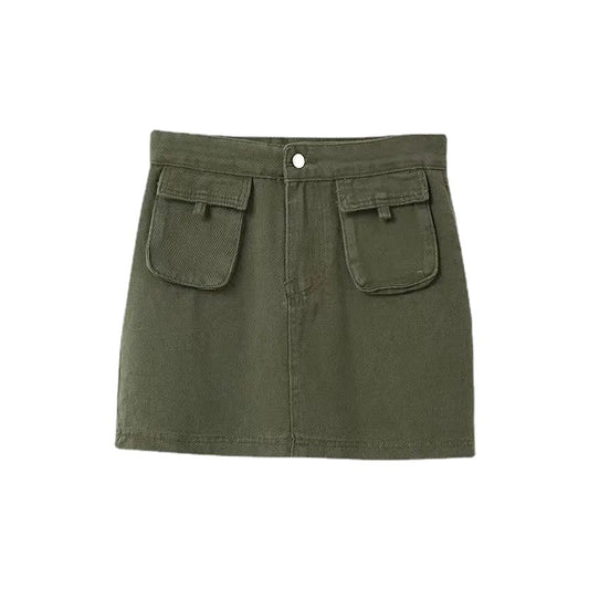 Army Green Denim Skirt