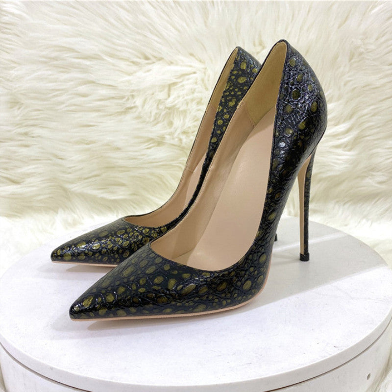 Vintage Snakeskin Pattern High Heels