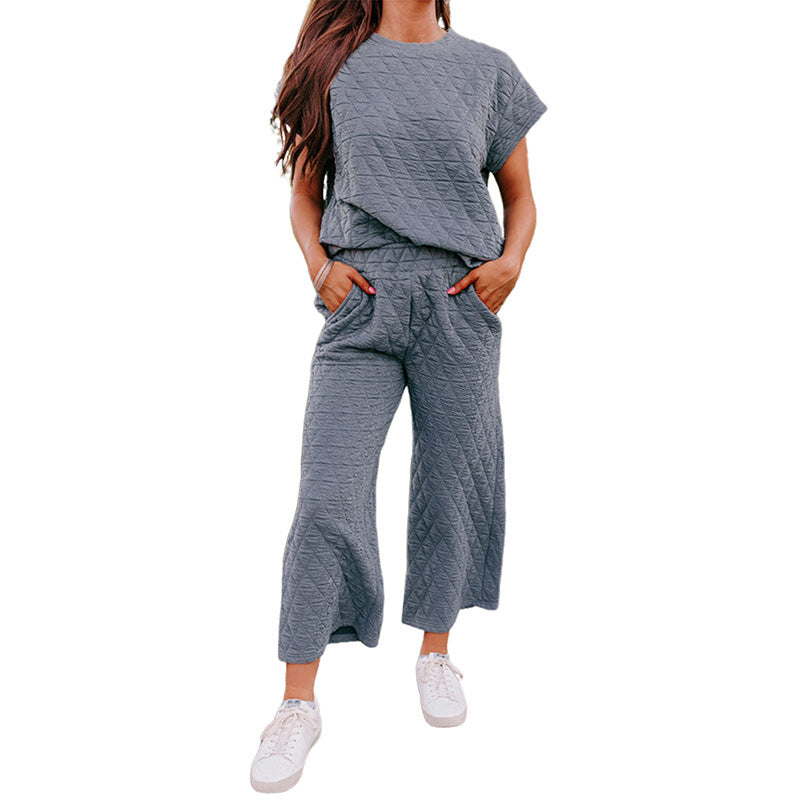 Three-quarter Sleeve + Cropped Wide-leg Pants