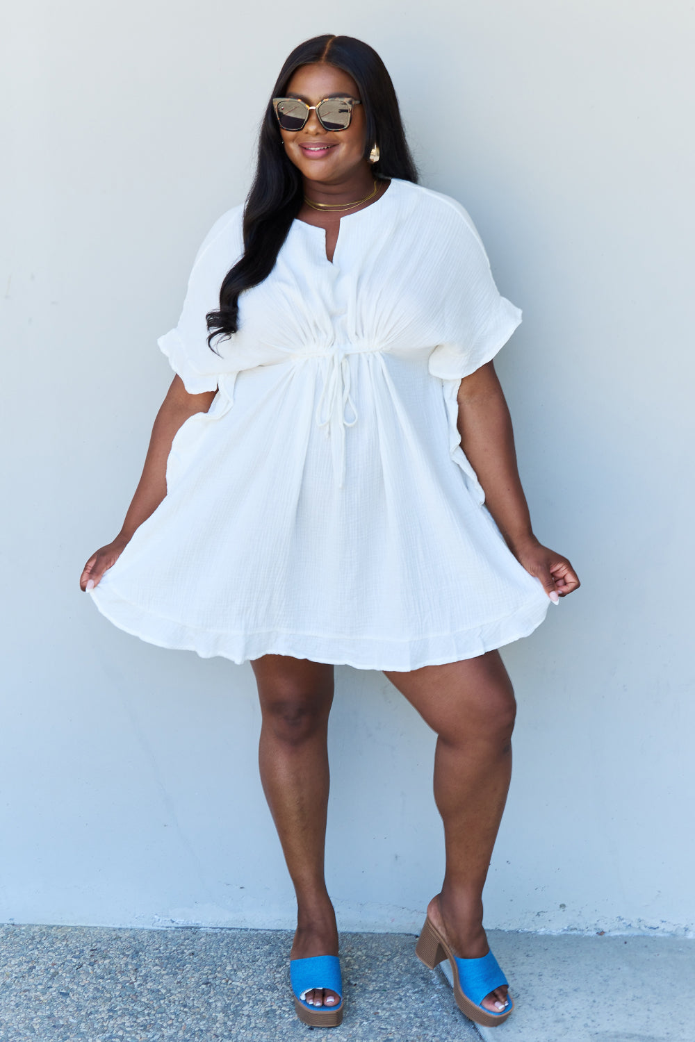 White Ruffle Hem Dress