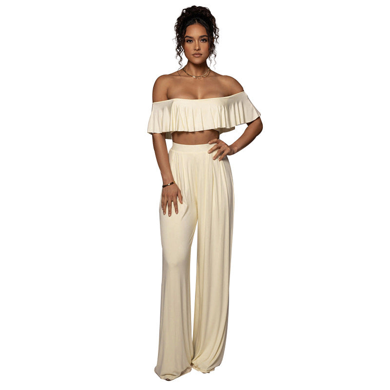 Off Shoulder Wide-leg Pants Set