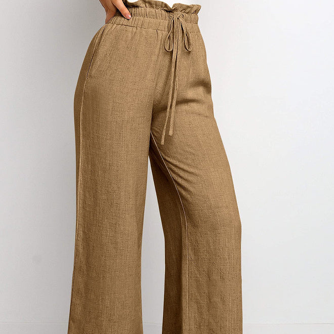 Lace-up Wide Leg Cropped Pants