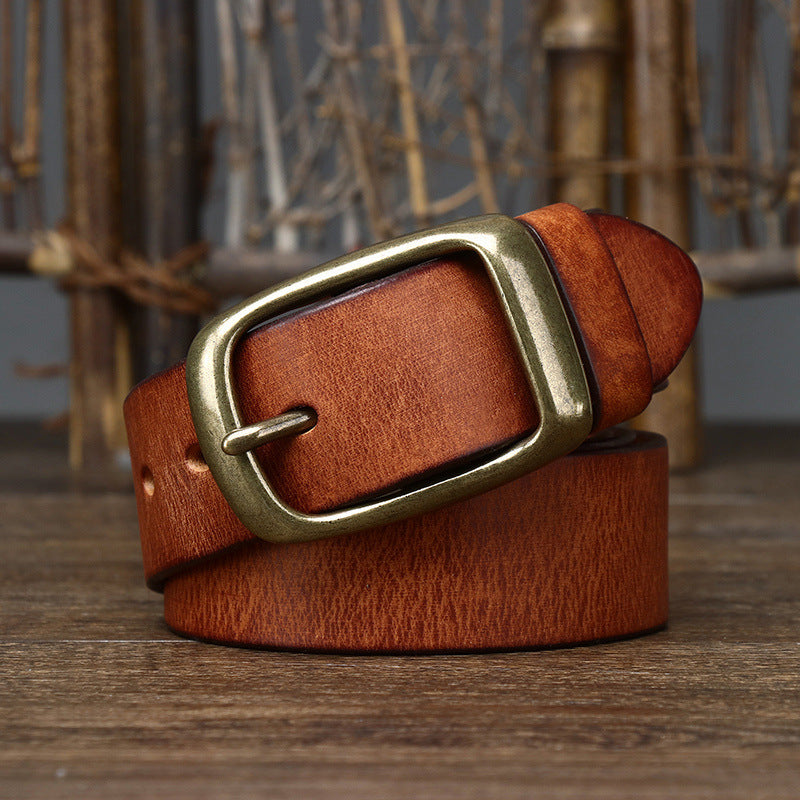 First Layer Pure Cattlehide Pin Buckle Belt