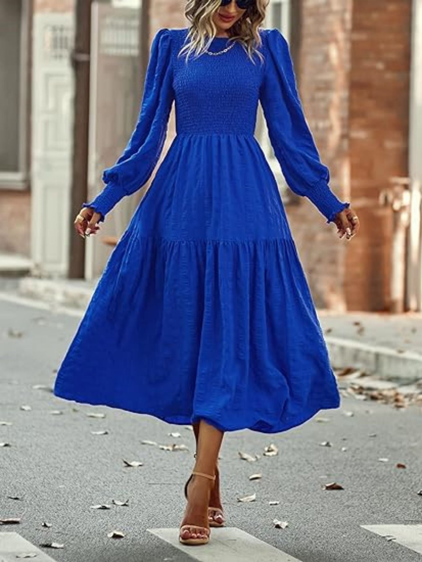 Lantern Sleeve Long Sleeve Dress