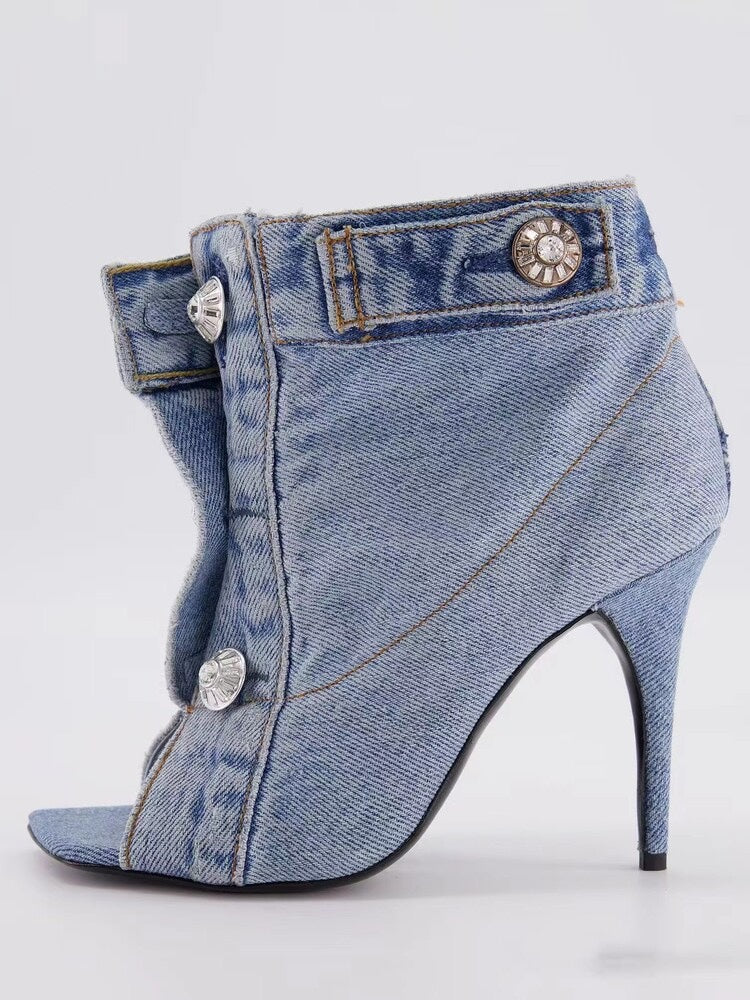 Short Denim Fabric Boots