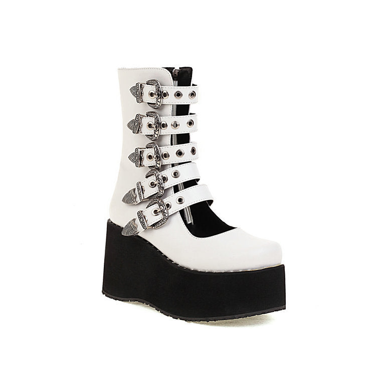 Punk Rivet Thick Bottom Platforms