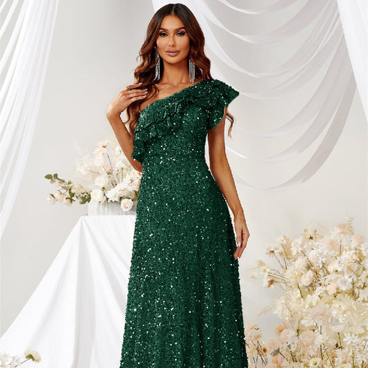 Off Shoulder Emerald Dress