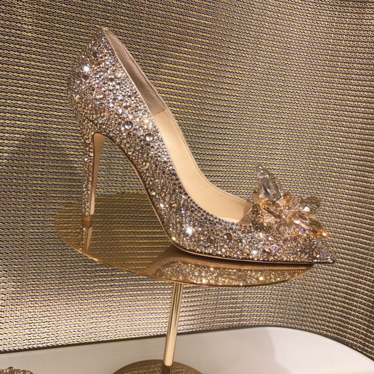 Pointed Toe Rhinestone Heels