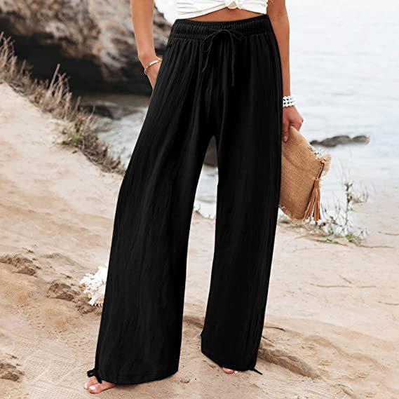 Cotton And Linen Wide-leg Pants