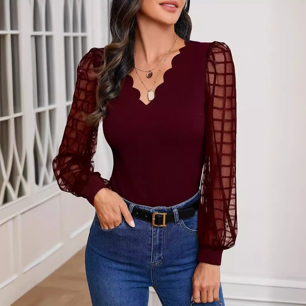 Pearl Edge Puff Sleeve Shirt