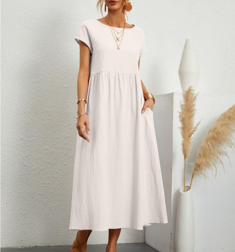 Cotton Linen Pocket Dress