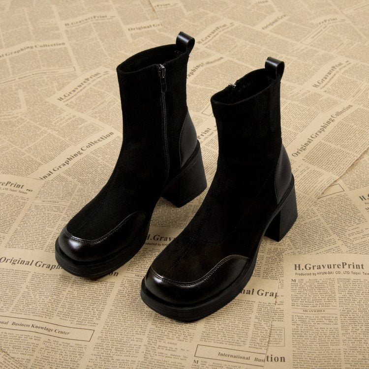 Chunky Heel Martin Boots