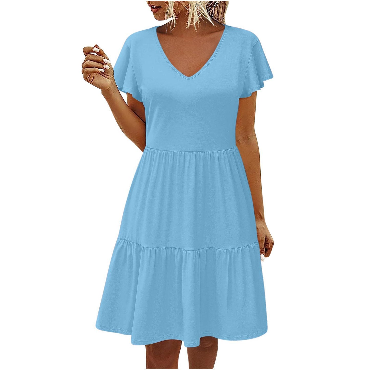 Flying Sleeves Layered Short Sleeve Dress