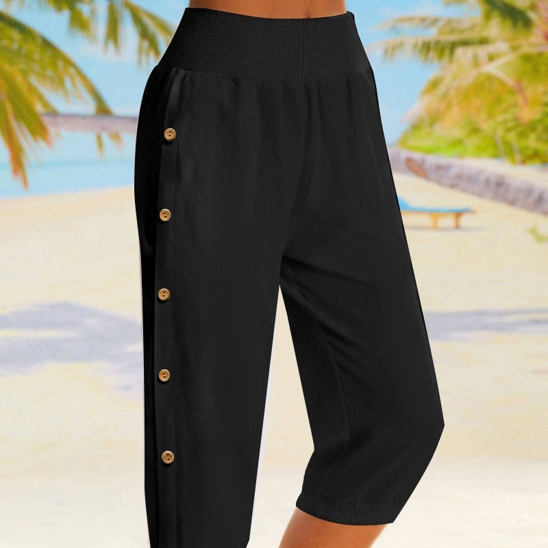 Elastic Waist Cropped Pants