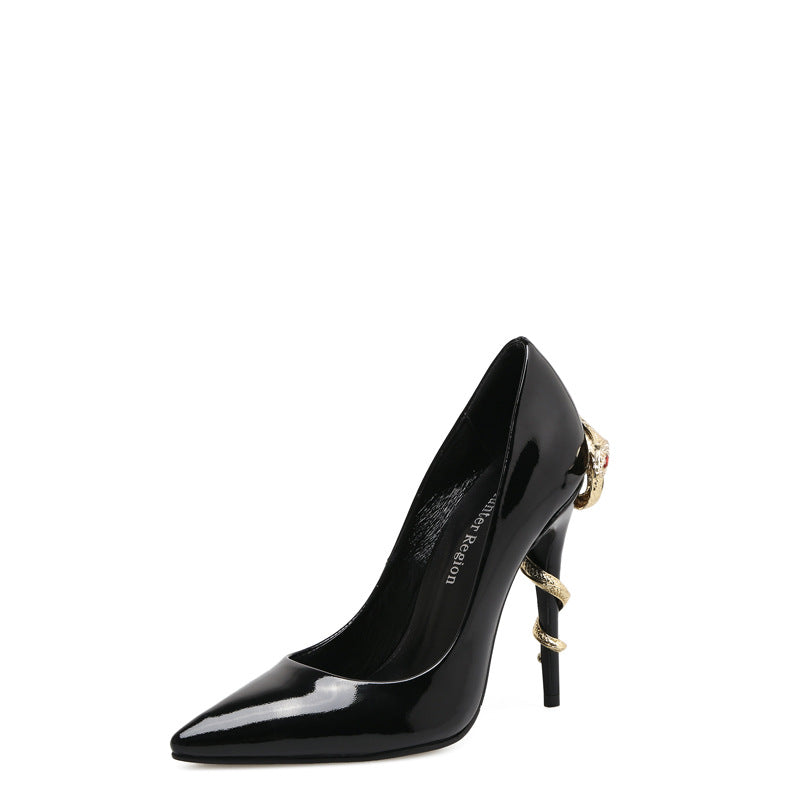 Cobra Patent Leather High Heels