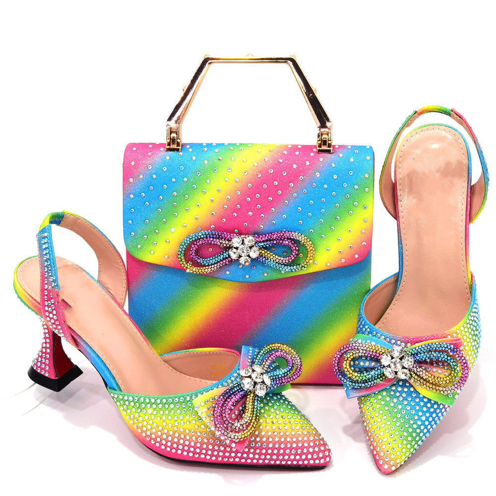 Casual Party High Heels With Tote Bag